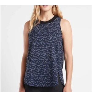 Women's Blue Patterned Sleeveless Top